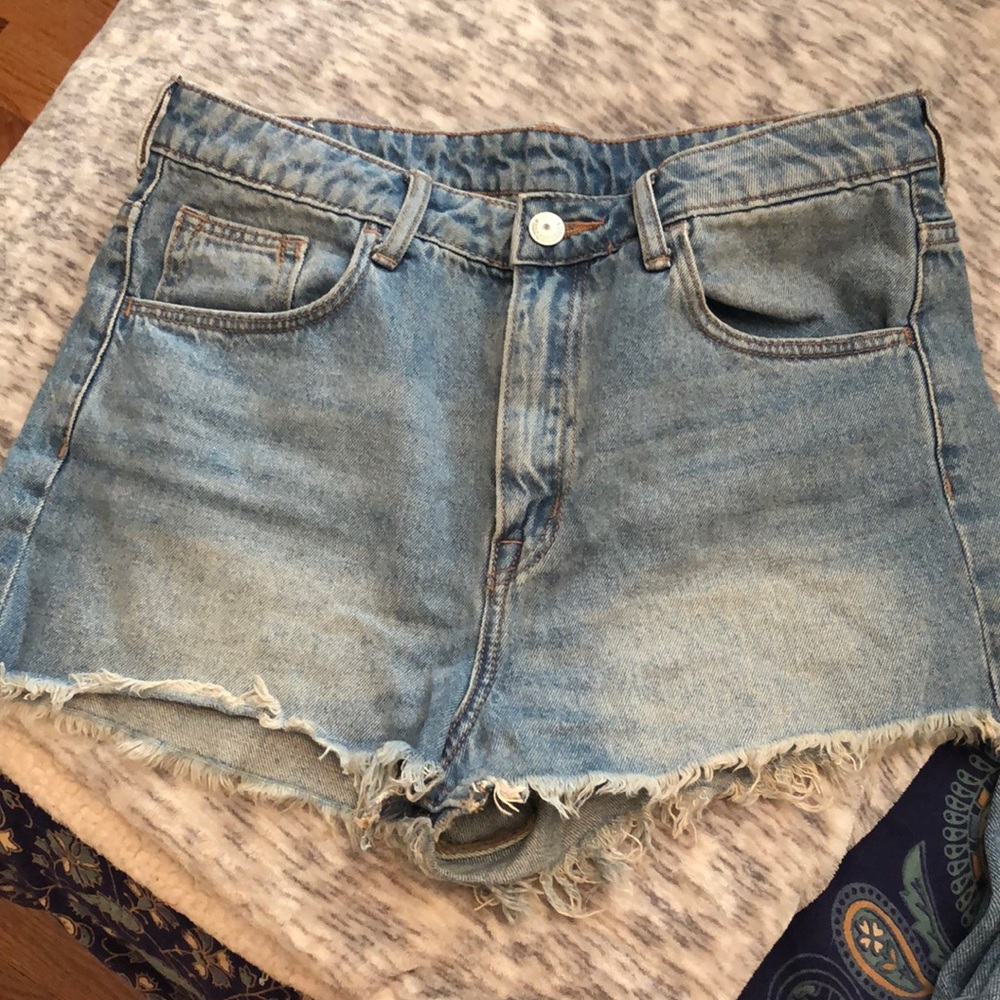 High waisted denim shorts